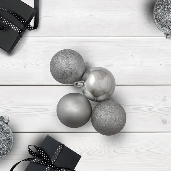 Northlight Shatterproof 4-Finish Christmas Ball Ornaments 2.5" (60mm) - Pewter Gray - 60ct {3}