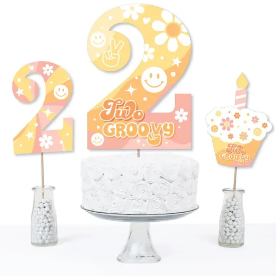 Big Dot of Happiness Two Groovy - Boho Hippie Second Birthday Party Centerpiece Sticks - Table Toppers - Set of 15 {4}