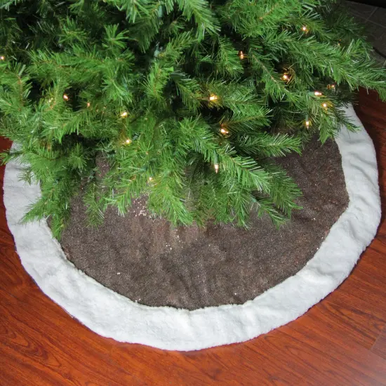 Northlight 48" Brown and White Paillette Sequins Round Christmas Tree Skirt {1}