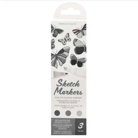 American Crafts - Sketch Markers Collection - Dual Tip - Chisel and Fine Point - Slate 3 Pack 34007544 {3}