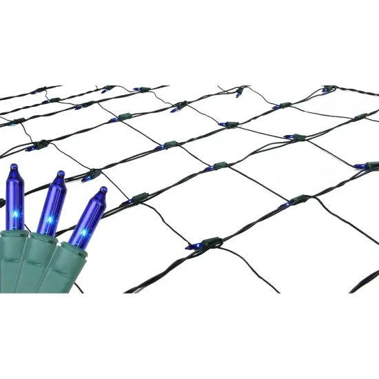 Northlight Mini Net Style Incandescent Christmas Lights - 2' x 8' - Blue - Green Wire {3}