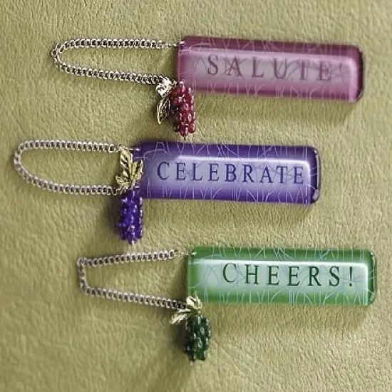 Midwest 4.5" Purple Wine Theme CELEBRATE Bottle Tag Christmas Ornament {4}
