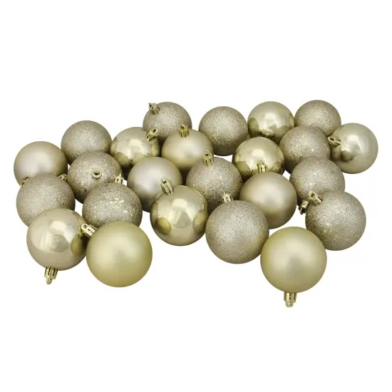 Northlight Shatterproof 4-Finish Christmas Ball Ornaments - 2.5" (60mm) - Champagne Gold - 24ct {1}