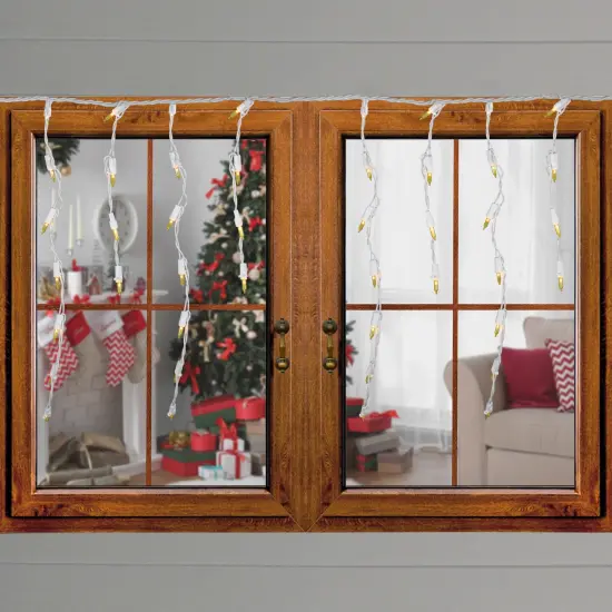 Brite Star Mini Icicle Christmas Lights - Yellow - 7.75' White Wire - 100ct {3}