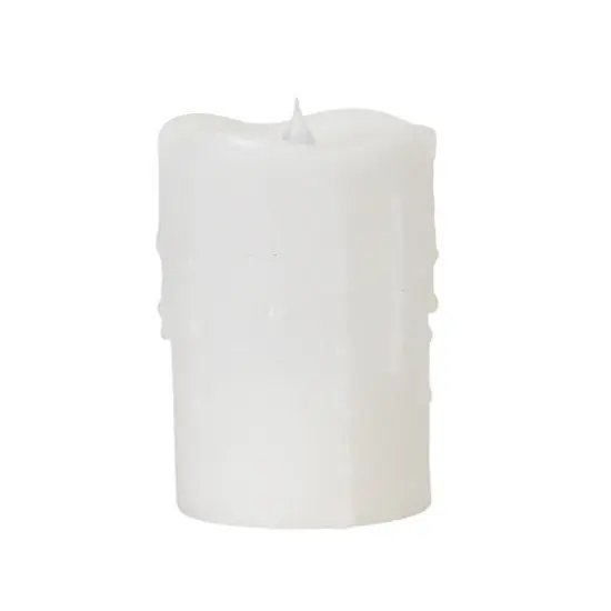 Melrose 7" Simplux White Flameless LED Lighted Wax Pillar Candle with Moving Flame {1}