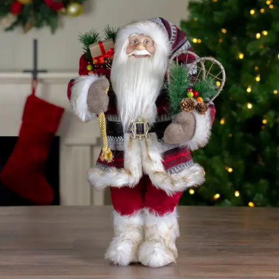 Northlight 18" Standing Santa Christmas Figure with Snow Shoes and Fur Boots Red {3}