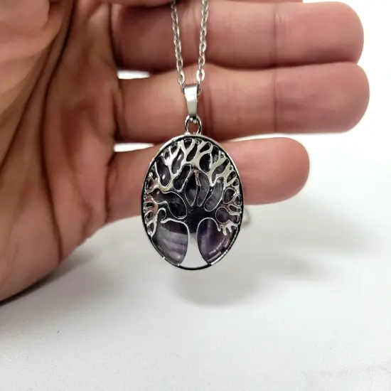 Amethyst Tree of Life Pendant Necklace - Pick Your Chain Length {1}