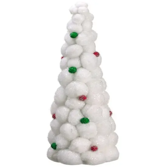Allstate 24" White Whimsical Snowball Glitter Tabletop Christmas Topiary Tree - Unlit {1}