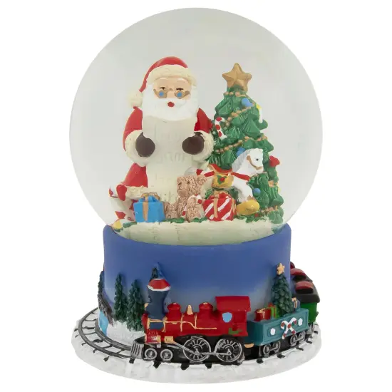 Northlight Christmas Train Around Santa Delivering Gifts Musical Water Globe - 6.5" Red {1}