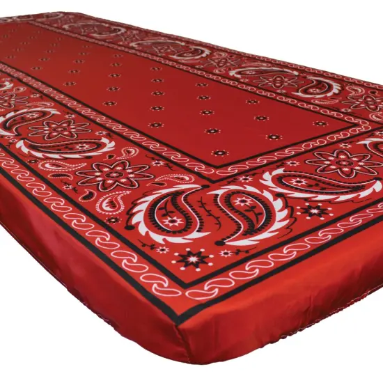 In the Breeze Red Bandana Tablecloth - 36 Inch x 96 Inch - Machine Washable Fabric Tablecloth for Picnics, Camping or any Outdoor/Indoor Use! {1}