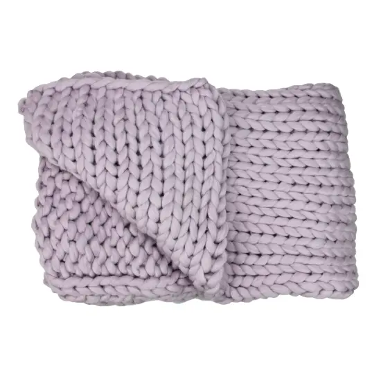Northlight Light Purple Cable Knit Plush Throw Blanket 50 x 60 {1}