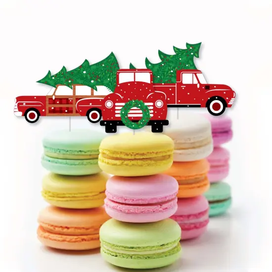 Big Dot of Happiness Merry Little Christmas Tree - Shaped Red Truck and Car Christmas Party Cut-Outs - 24 Count {4}