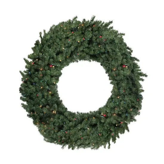 Northlight Pre-Lit Canadian Pine Commercial Size Christmas Wreath - 12' - Multicolor Lights Green {1}