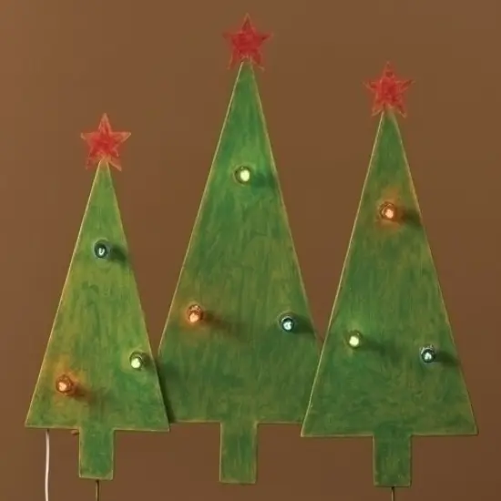 Roman Lighted Christmas Tree Trio Outdoor Decorations - 32" - Green and Red - Multi Lights {1}