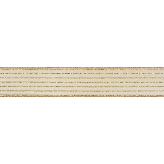 Northlight Gold Glitter Striped Christmas Wired Craft Ribbon 2.5" x 10 Yards {1}