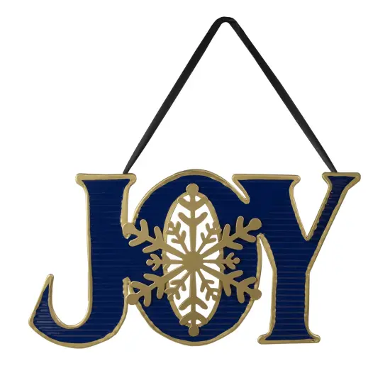 Northlight 16" Blue and Gold "JOY" Metal Christmas Wall Sign {1}