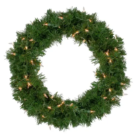 Northlight Pre-Lit Deluxe Windsor Pine Artificial Christmas Wreath - 18" - Clear Lights Green {1}