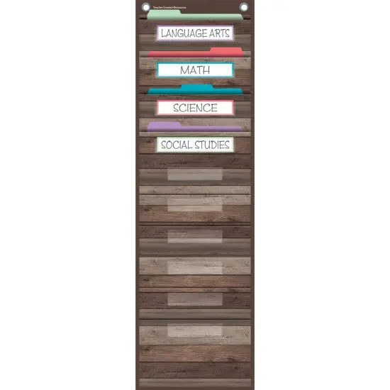 Dark Wood Design 10 Pocket File Storage Pocket Chart, 14" x 58" {2}