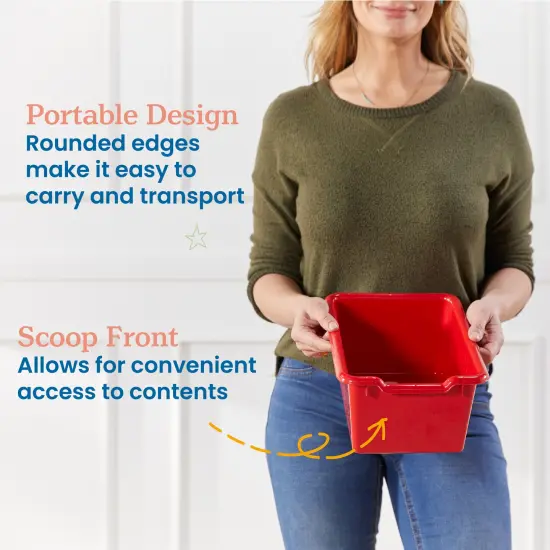 Scoop Front Storage Bins, Multipurpose Organization, 30-Pack Red {4}