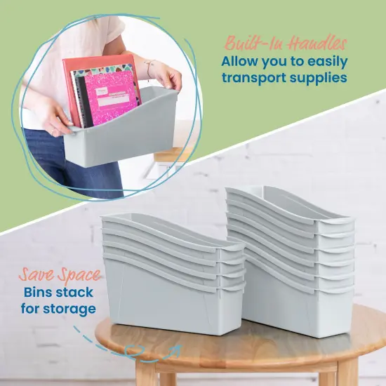 Linking Book Bins, Colorful Connecting Storage Light Grey {4}