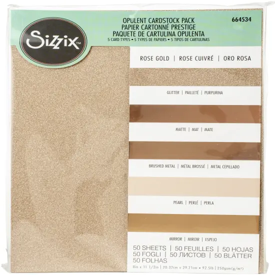 Sizzix Surfacez Opulent Cardstock Pack 8"X11.5" 50/Pkg-Rose Gold {1}