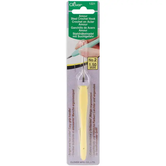 Clover Amour Steel Crochet Hook-Size 2/1.5mm {1}