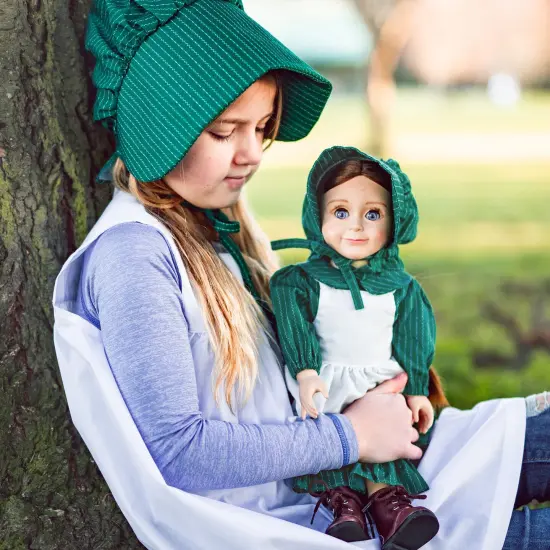 The Queen's Treasures Child's Apron & Prairie Bonnet & 3pc 18" Doll Outfit {1}