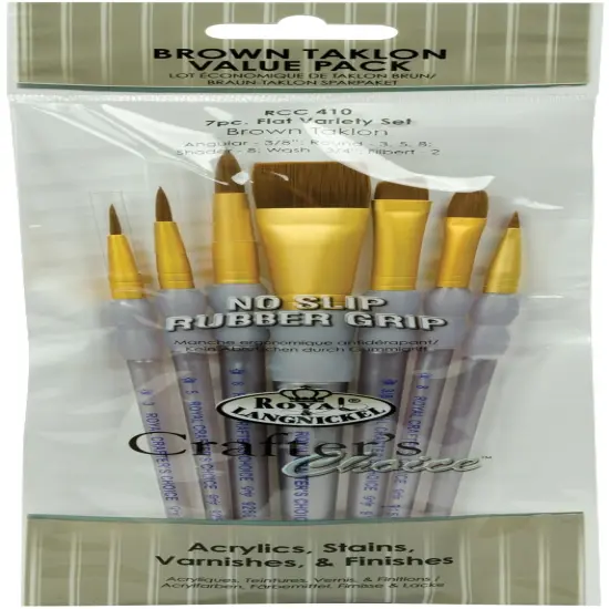 Crafter's Choice Black Taklon Flat Brush Value Pack 7/Pkg {1}