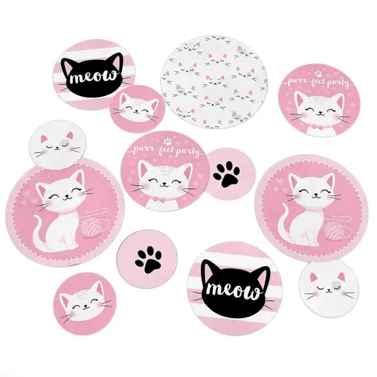 Big Dot of Happiness Purr-fect Kitty Cat - Kitten Meow Baby Shower or Birthday Party Giant Circle Confetti - Party D&eacute;cor - Large Confetti 27 Count {1}