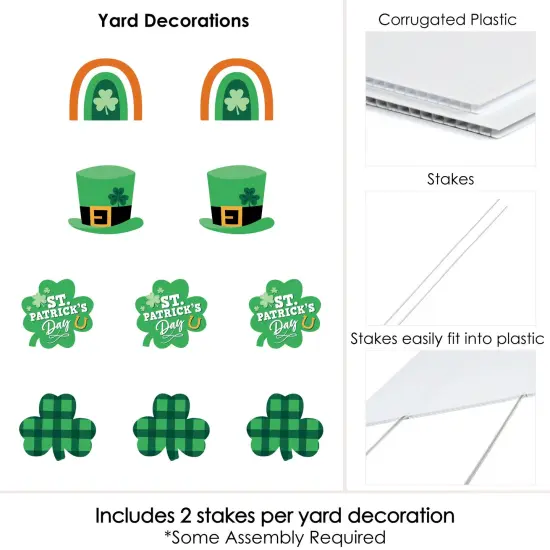 Big Dot of Happiness Shamrock St. Patrick's Day - Hat, Rainbow Lawn Decorations - Outdoor Saint Paddy's Day Party Yard Decorations - 10 Piece {7}