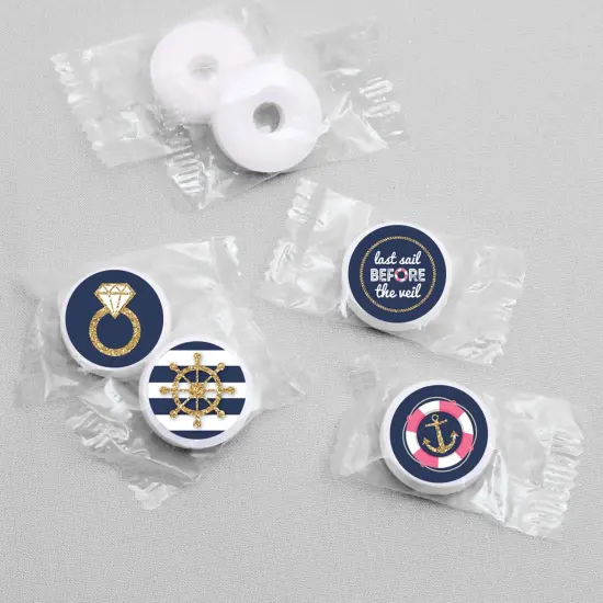 Big Dot of Happiness Last Sail Before the Veil - Nautical Bachelorette Party Round Candy Sticker Favors - Labels Fits Chocolate Candy (1 Sheet of 108) {4}