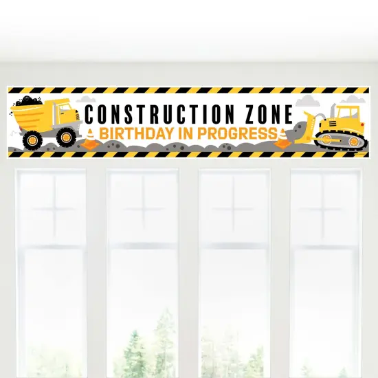 Big Dot of Happiness Dig It - Construction Party Zone - Happy Birthday Decorations Party Banner {6}