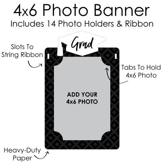 Big Dot of Happiness Black and White Grad - Best is Yet to Come - DIY Graduation Party Decor - K-12 School Picture Display - Photo Banner {7}