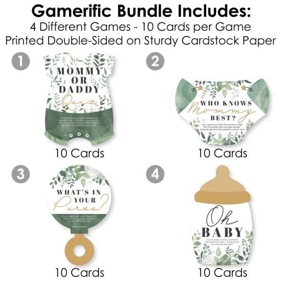 Big Dot of Happiness Boho Botanical Baby - 4 Greenery Baby Shower Games - 10 Cards Each - Gamerific Bundle {4}