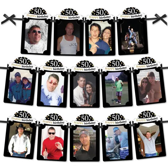 Big Dot of Happiness Adult 50th Birthday - Gold - DIY Birthday Party Decor - Picture Display - Photo Banner {1}