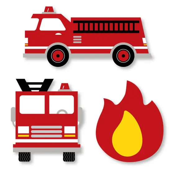 Big Dot of Happiness Fired Up Fire Truck - DIY Shaped Firefighter Firetruck Baby Shower or Birthday Party Cut-Outs - 24 Count {1}