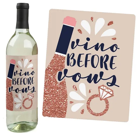 Big Dot of Happiness Vino Before Vows - Winery Bridal Shower or Bachelorette Party Decorations for Women & Men - Wine Bottle Label Stickers - Set of 4 {6}