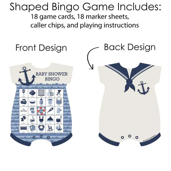 Big Dot of Happiness Ahoy - Nautical - Picture Bingo Cards and Markers - Baby Shower Shaped Bingo Game - Set of 18 {4}