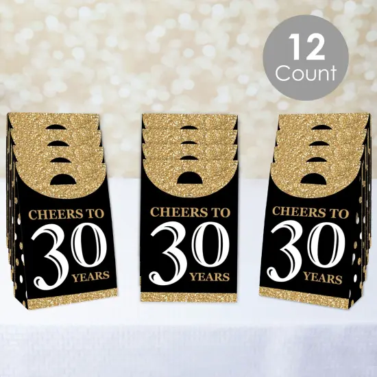 Big Dot of Happiness Adult 30th Birthday - Gold - Birthday Gift Favor Bags - Party Goodie Boxes - Set of 12 {3}