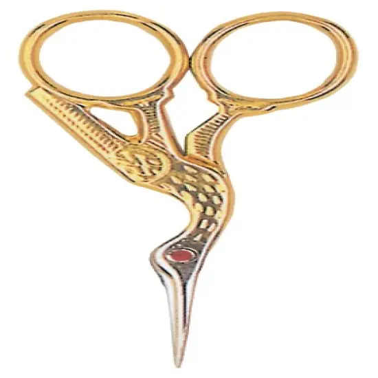 Tool Tron Red Ruby Swarovski Crystal Stork Scissors 3.5"-Gold-Plated {1}