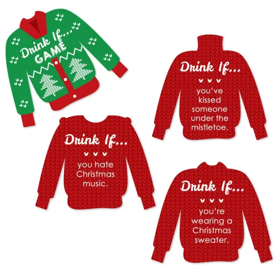 Big Dot of Happiness Drink If Game - Ugly Sweater - Christmas and Holiday Party Game - 24 Count {1}