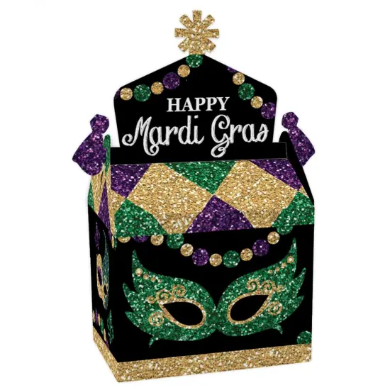 Big Dot of Happiness Mardi Gras - Treat Box Party Favors - Masquerade Party Goodie Gable Boxes - Set of 12 {1}