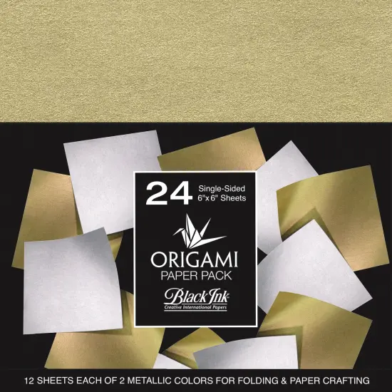 Black Ink Origami Paper Pack Single-Sided 6"X6"-Metallic Mulberry 24 Sheets {1}