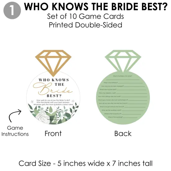 Big Dot of Happiness Boho Botanical Bride - 4 Games - Who Knows The Bride Best, Bride or Groom Quiz,&nbsp;What&rsquo;s in Your Purse and Love - Gamerific Bundle {6}