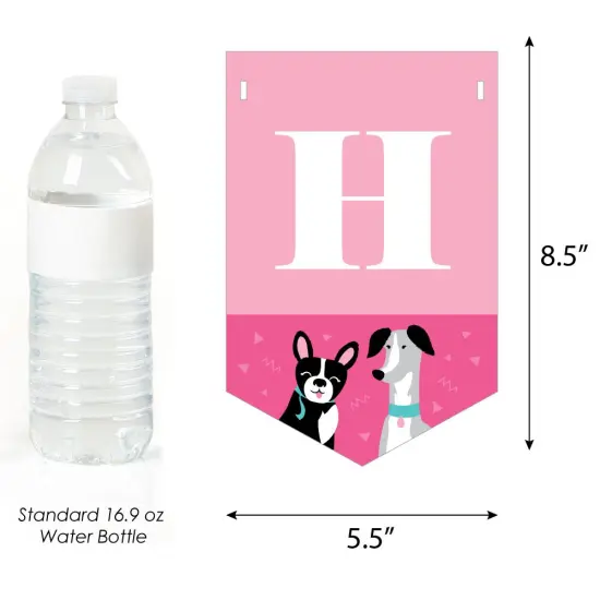 Big Dot of Happiness Pawty Like a Puppy Girl - Pink Dog Birthday Party Bunting Banner - Birthday Party Decorations - Happy Birthday {4}