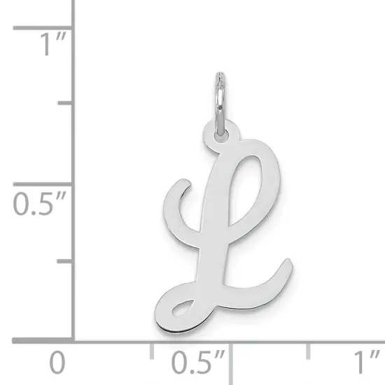 14K White Gold Medium Script Initial Letter L Charm Jewerly 19mm x 10mm {4}