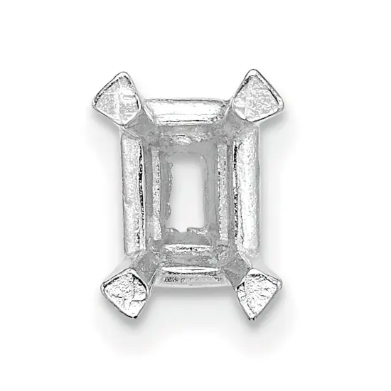 14K White Gold 4 Prong Emerald Cut Center Head 4.5x6mm {2}