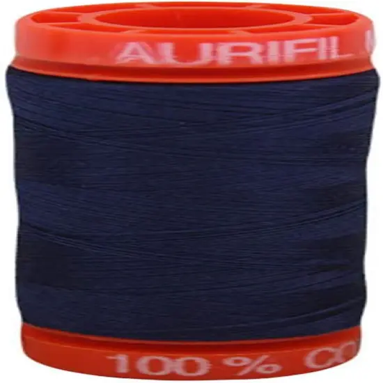 Aurifil Cotton Mako Thread 50 Weight Very Dark Navy Mini Spool 220 Yards / 200 Meters {1}
