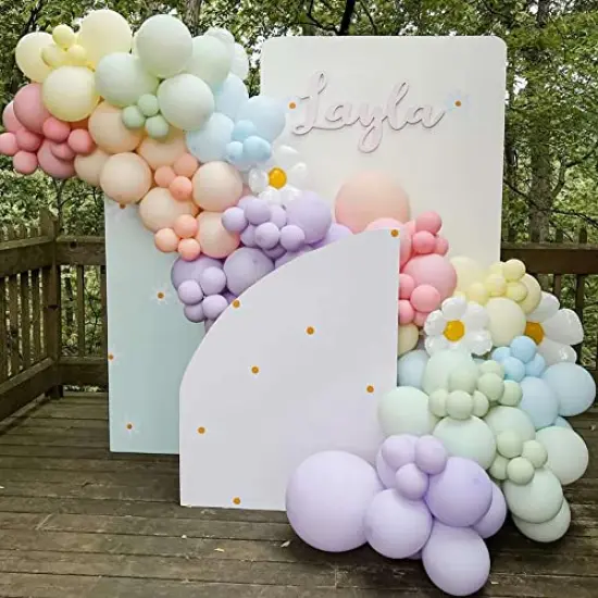 157-Piece Daisy Balloon Garland Arch Kit - White Groovy Daisy Flower and Macaron Pastel Balloons for Baby Shower, Daisy Theme Wedding, Girls' Birthday, and Boho Party Decorations {1}