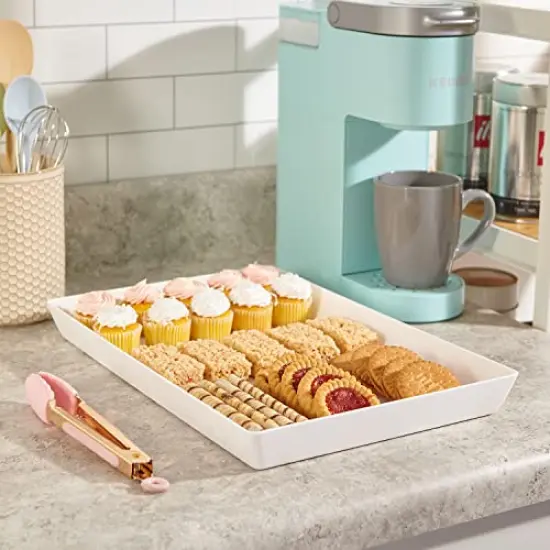 Avant White Plastic Serving Trays (Set of 3) 15&rdquo; x 10&rdquo; | Large Reusable Rectangular Party Platters | Serve Appetizers, Fruit, Veggies, & Desserts | BPA-Free & Made in USA {5}